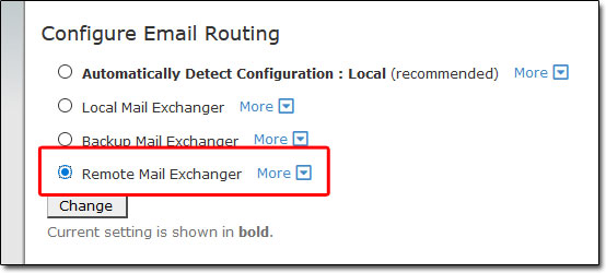 cPanel Remote Mail Exchanger